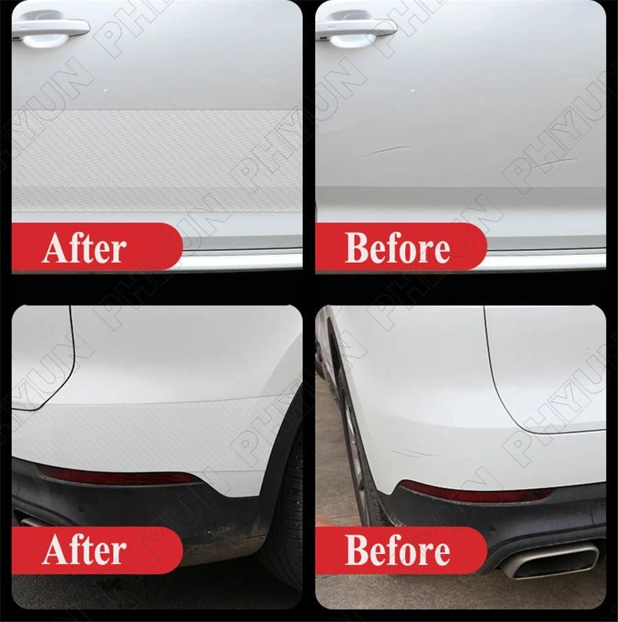 Carbon Fiber Patterned Clear Car Door Sill Sticker for