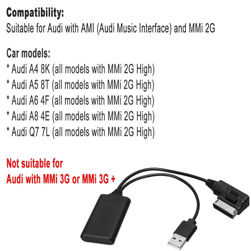 Bluetooth USB AUX Music Interface for Audi A5 8T A6 4F A8 4E Q7 (2005–2017)