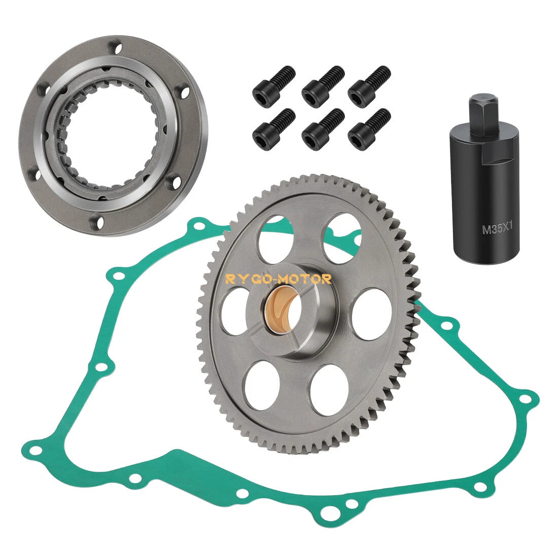 Starter Clutch Gear Gasket Flywheel Puller Set for Yamaha Kodiak Grizzly (400 450)