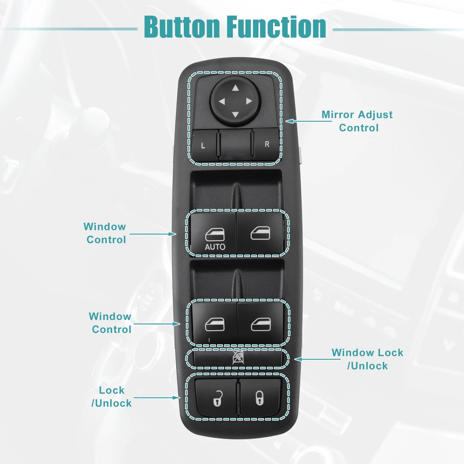 Front Left Driver Side Power Window Switch for Dodge Journey (2009–2020)
