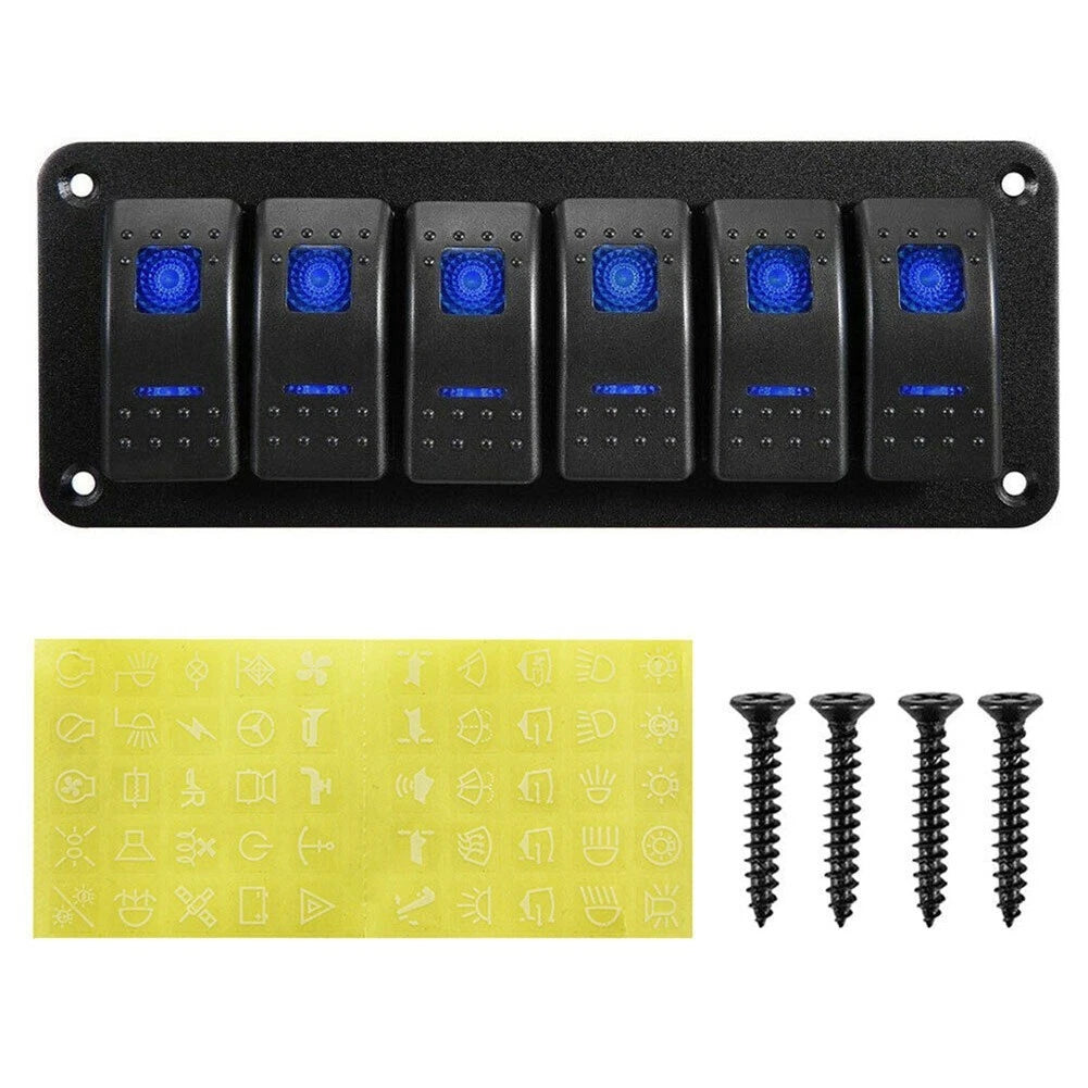 12V Switch Panel with 6 Toggle Switches for Car Boat RV