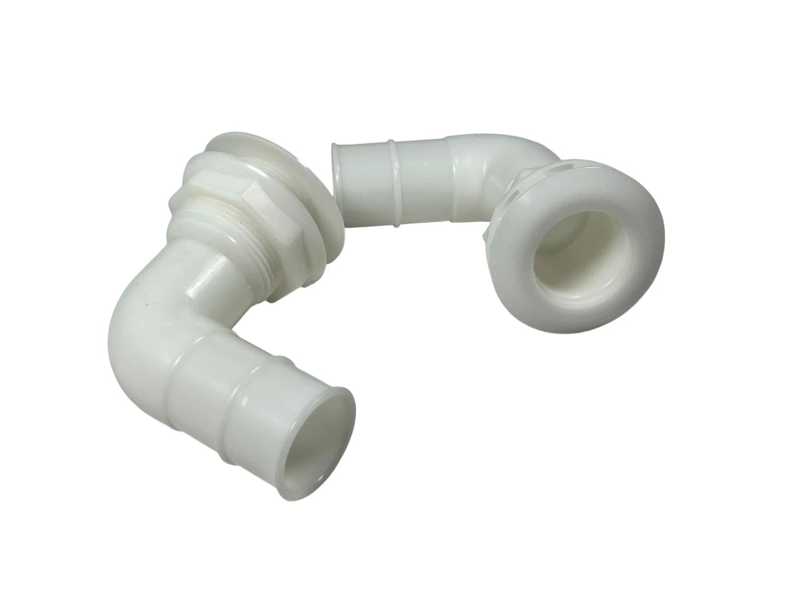 2X 90 Degree Plastic Thru Hull for Boat (1.5in, White)