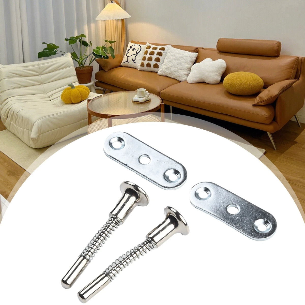 2pc Set Iron Plunger Latches for Beds and Cupboards (Total Length)