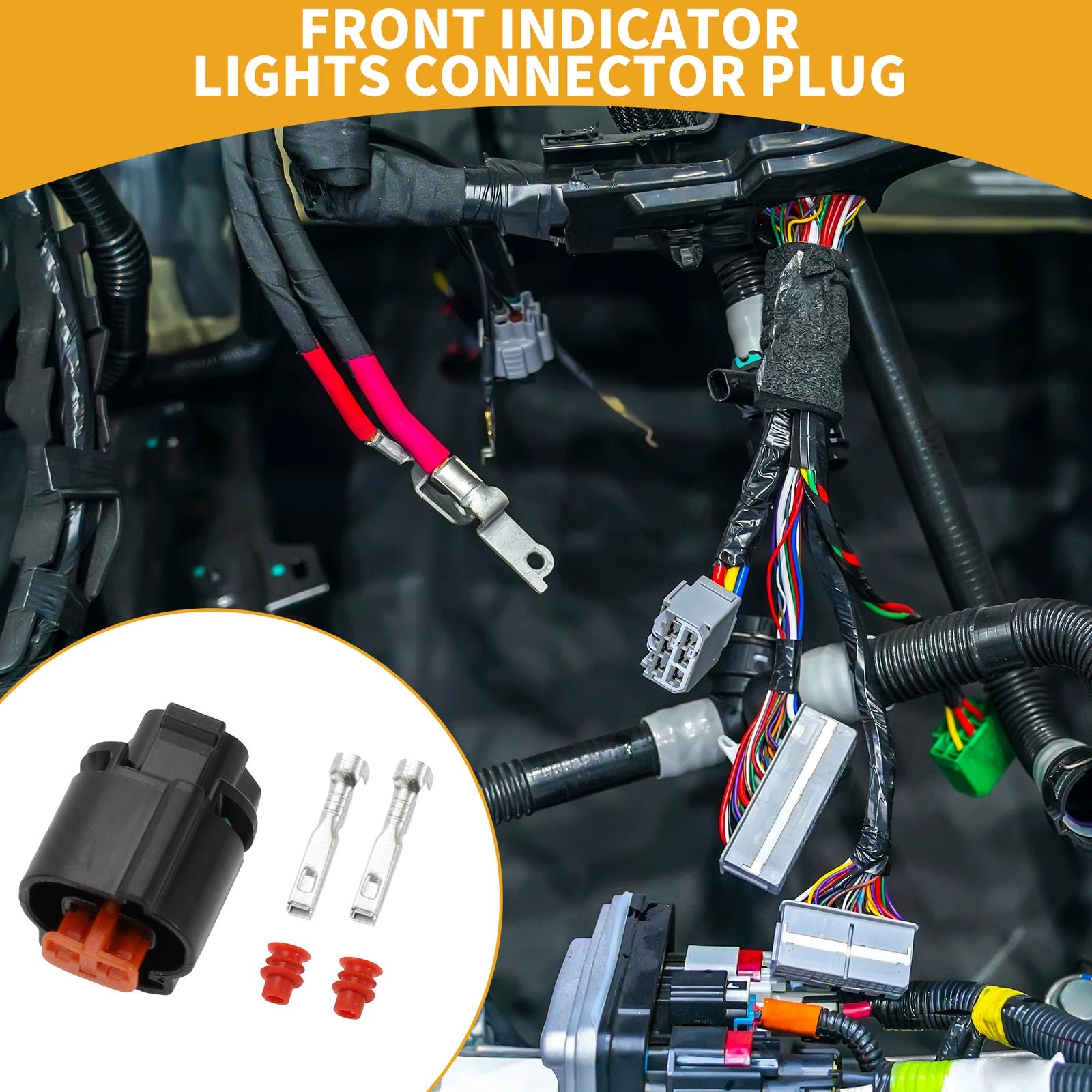 2X Front Indicator Lights Connector Plug for Kawasaki Black