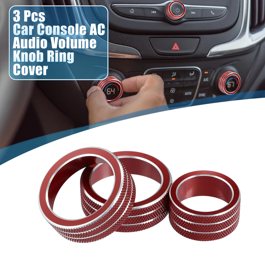 AC Audio Volume Knob Ring Cover Set for Chevy Malibu (2017–2022) Red