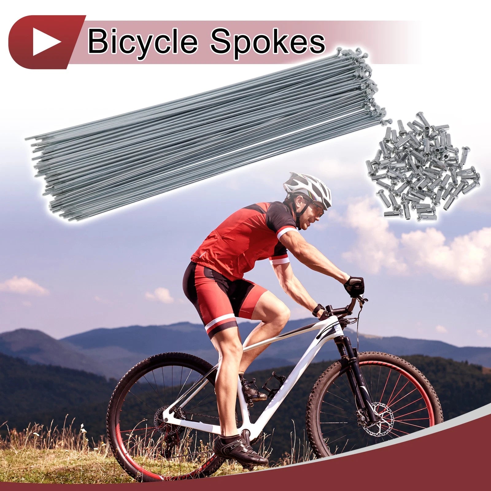 Bicycle Wheel Spokes Set 240mm Carbon Steel Galvanized for 14G (72-Pack)