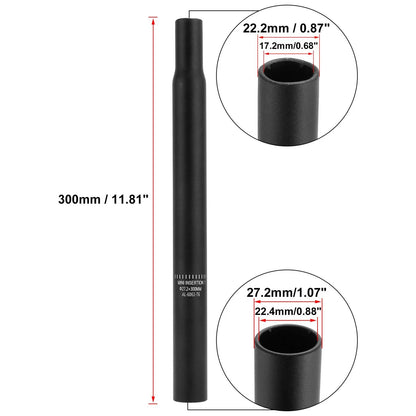 Aluminum Bicycle Seat Post 27.2x300mm Replacement for Seat Tube Black (—)