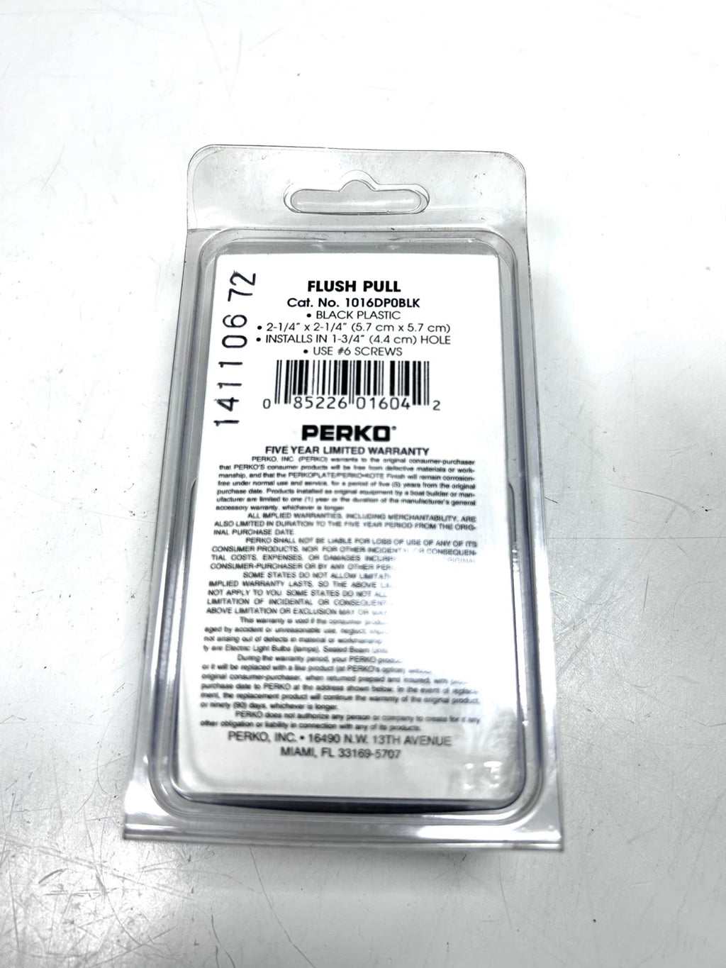 Set of 3 Perko 1016DP0BLK Black Plastic Flush Pulls 2.25'' x 2.25''