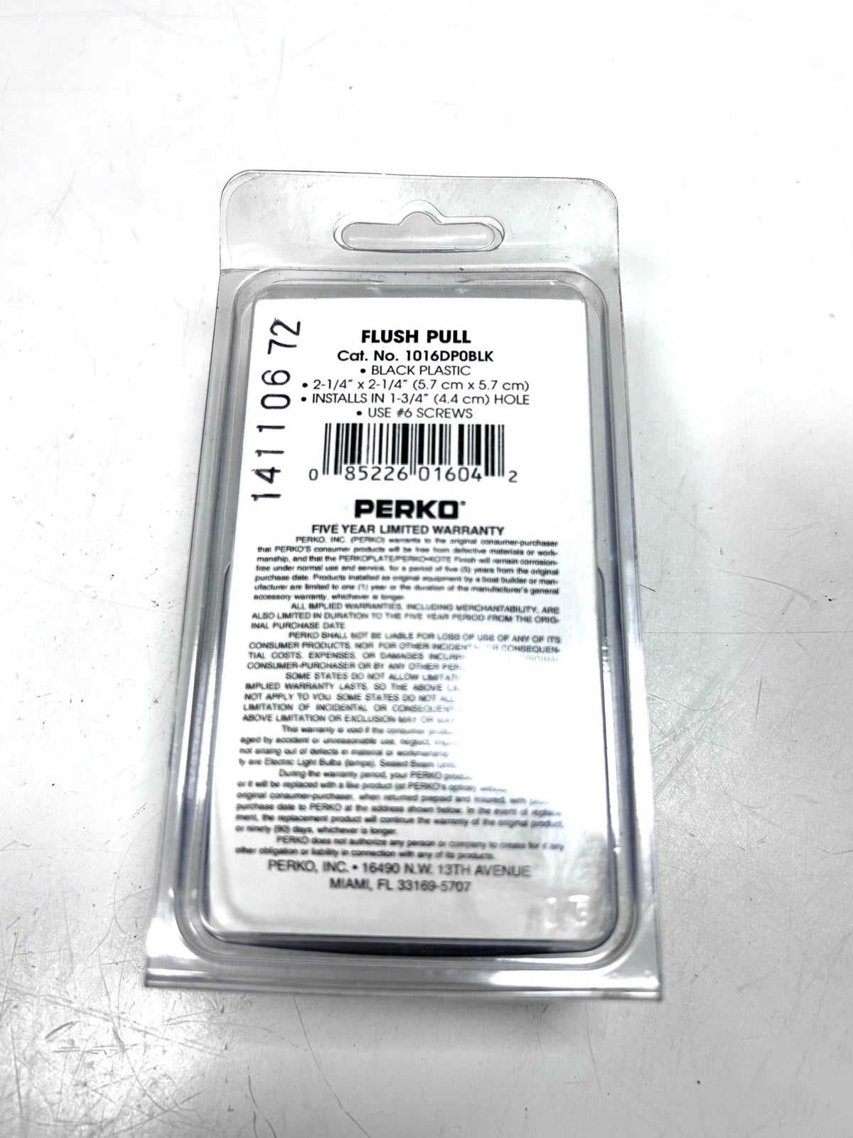 Set of 3 Perko 1016DP0BLK Black Plastic Flush Pulls 2.25'' x 2.25''