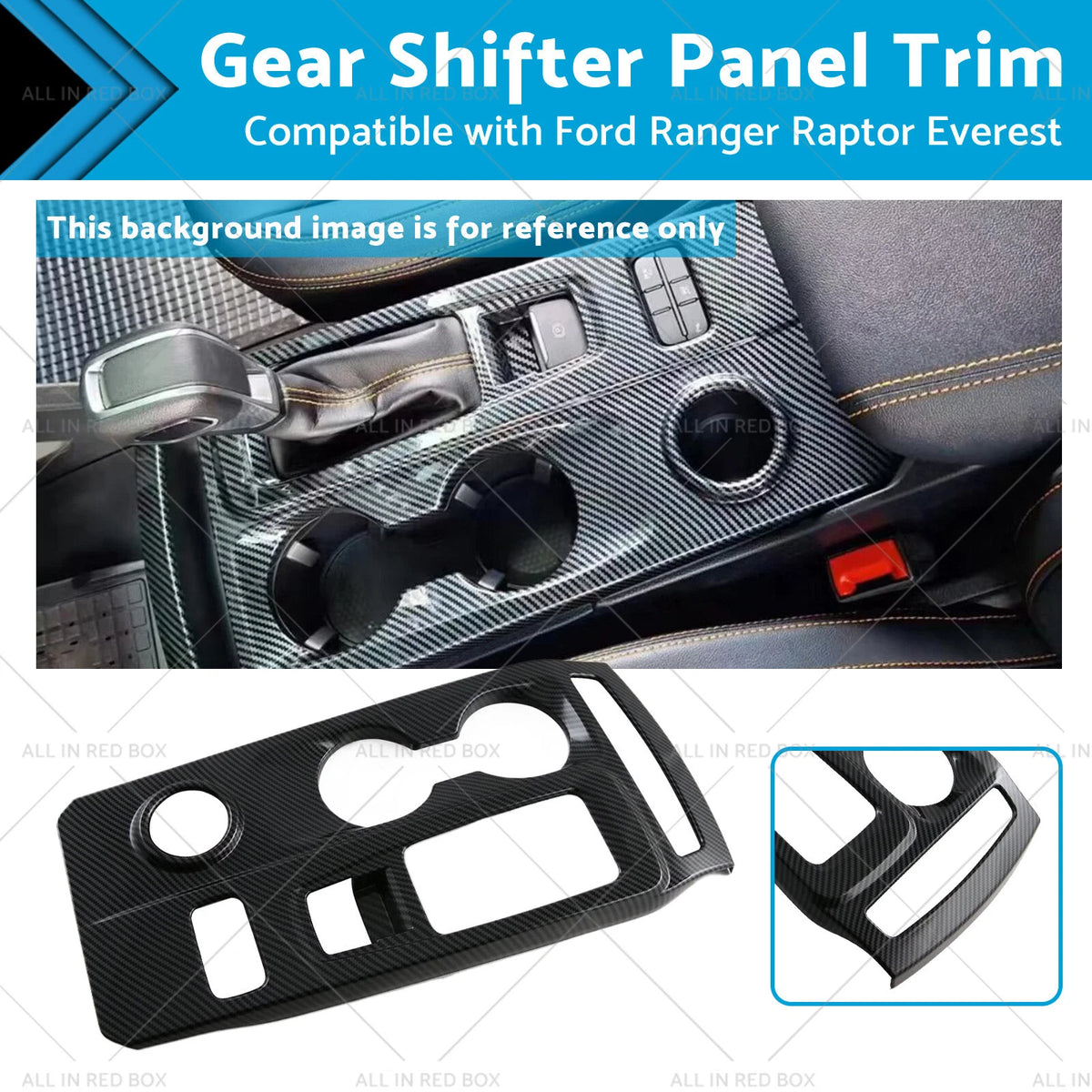 Carbon Gear Shifter Panel Console Protector Trim for Ford Ranger Raptor (2019–2023)