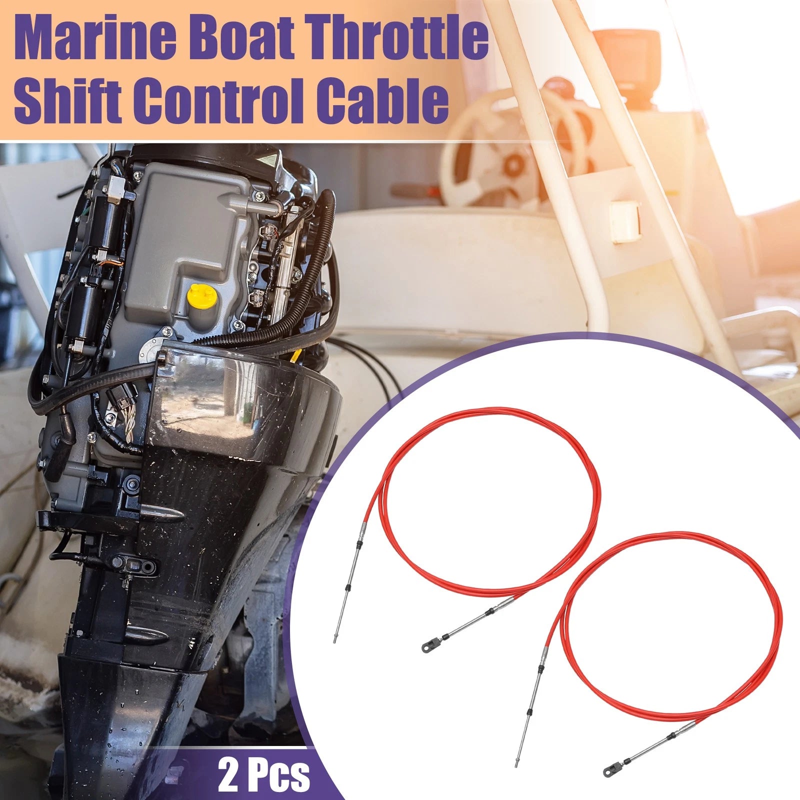2 Pcs Throttle Control Cable 33C/3300 for Yamaha Boat (400cm/13FT)