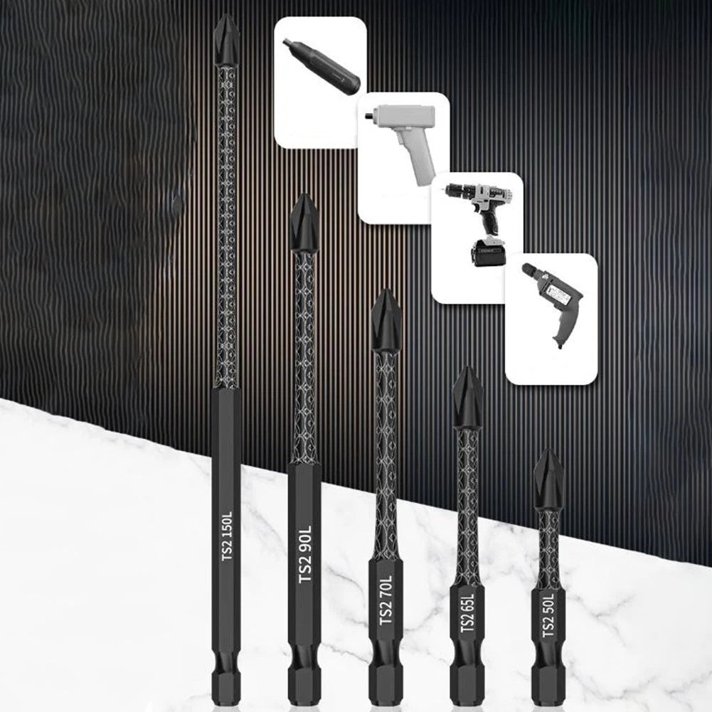 AntiSlip Long Drill Bits with Cross Magnetic Design for Universal Use