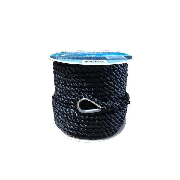 1/2" x 150' Black 3-Strand Twisted Nylon Anchor Line for Marine (Gen3)