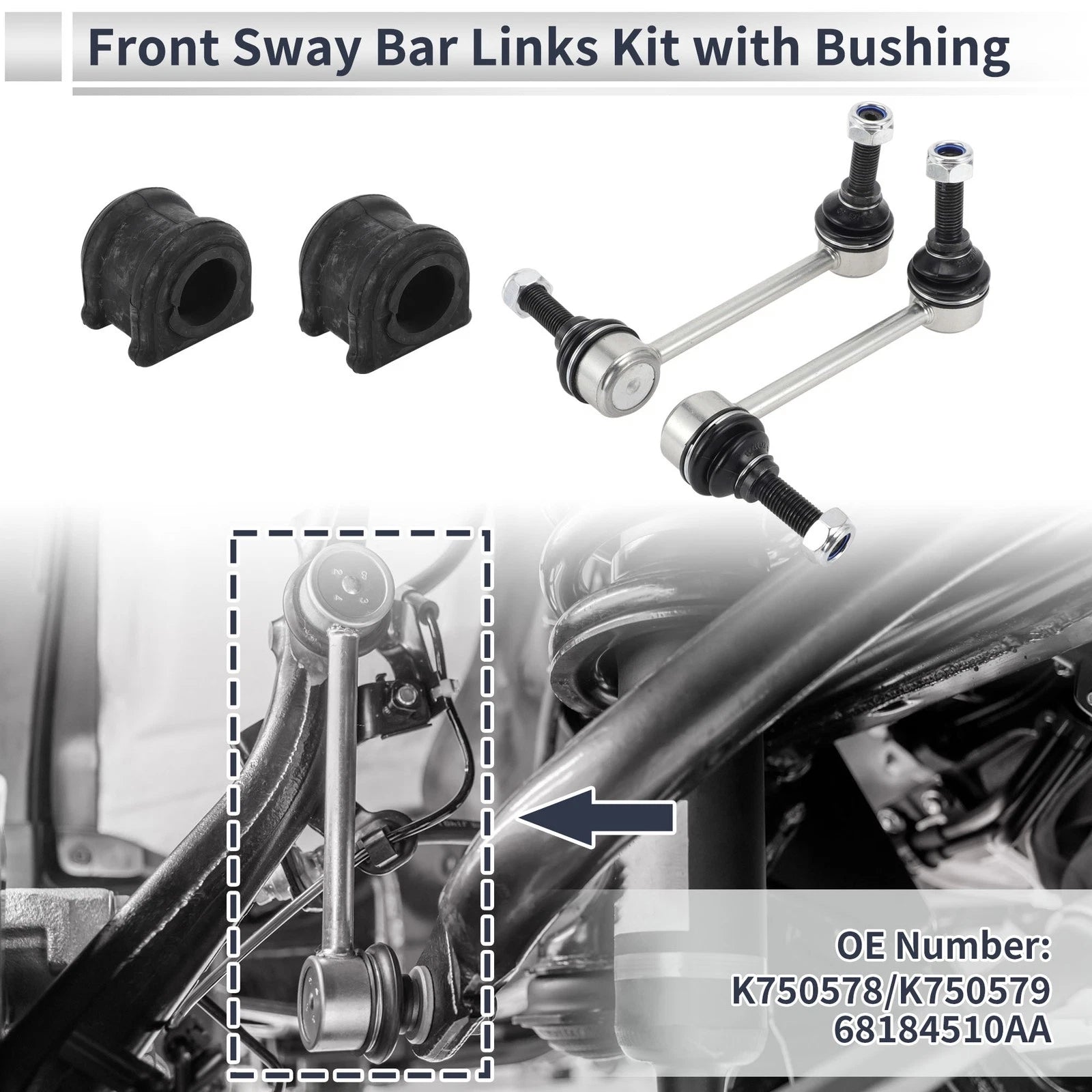 Front Stabilizer Bar Links with Bushing Kit for Jeep Grand Cherokee (2011–2021)
