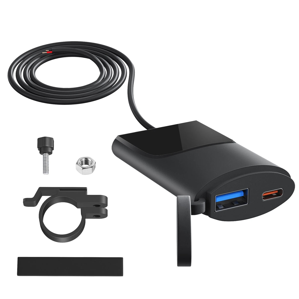 USB Charger Adapter for Motorcycle (Waterproof, USB A + Type C)