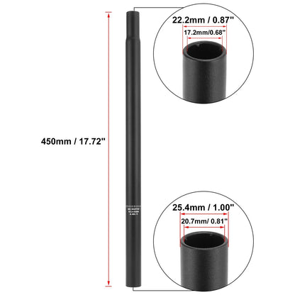 Bicycle Seat Post Aluminum Alloy Replacement for 25.4x450mm Seat Tube Black