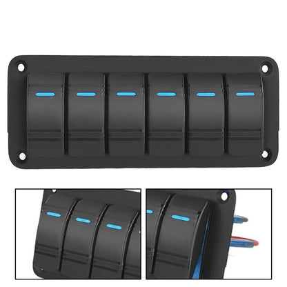 6 Gang Rocker Switch with LED Indicator for Car Yacht RV