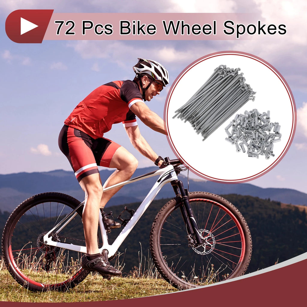 Set 14G Bicycle Spokes 76mm Carbon Steel Galvanized for 26 In Wheels (1)
