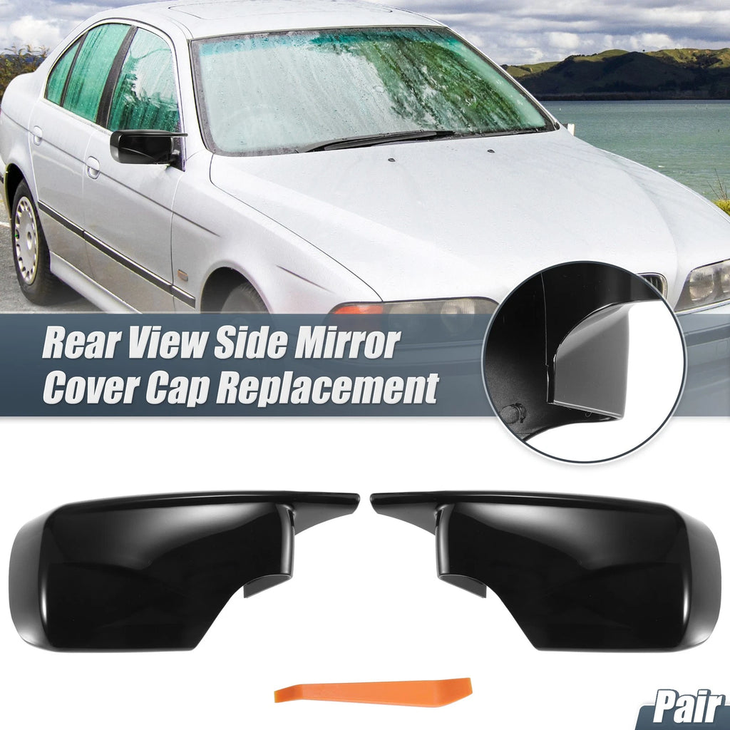 Rearview Mirror Cover Cap Gloss Black Replacement for BMW E39 E46 (1998–2005)