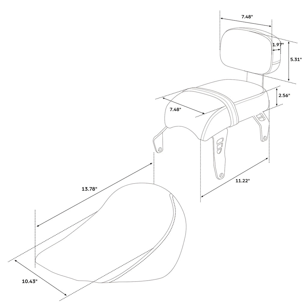 Driver Passenger Seat Backrest for Indian Scout Sixty Bobber (2018–2023)