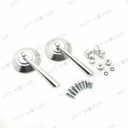 CNC Silver Round Rearview Side Mirrors for BMW KTM Motorcycles (10mm 8mm)