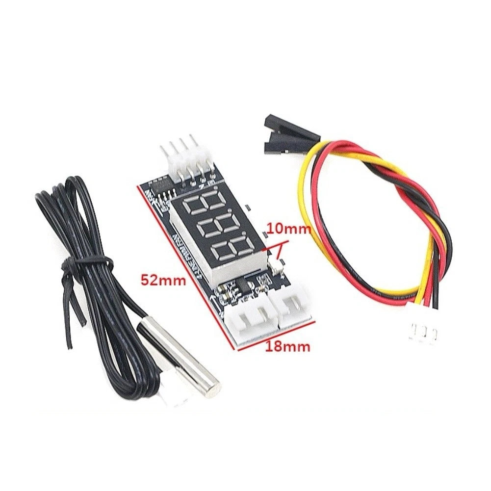 PWM Fan Temperature Controller for 12V DC Fans (Digital Display, 4 Wire)