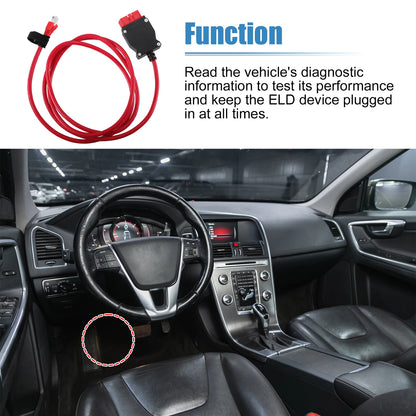OBD Cable Adapter for Volvo Vehicles (2016) - Black Red Plastic