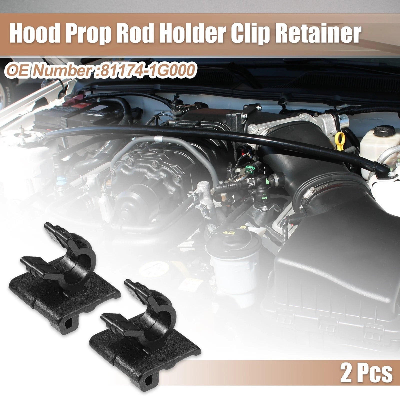 2Pcs Hood Prop Rod Holder Clip Retainer Replacement for Kia Rio (2006–2011)