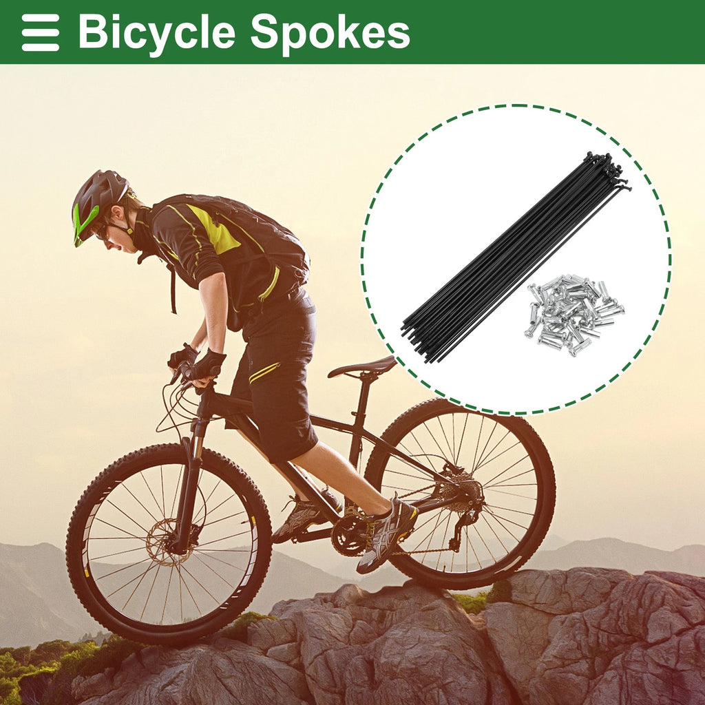 Bicycle Spokes Nipples Set Carbon Steel 183mm for Universal (Any Make)