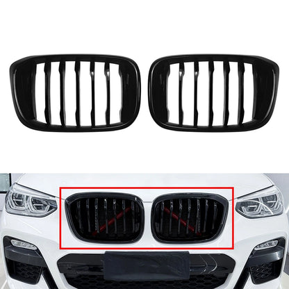 Glossy Black Front Kidney Grille for BMW X3 G01 X4 G02 (2018–2021)