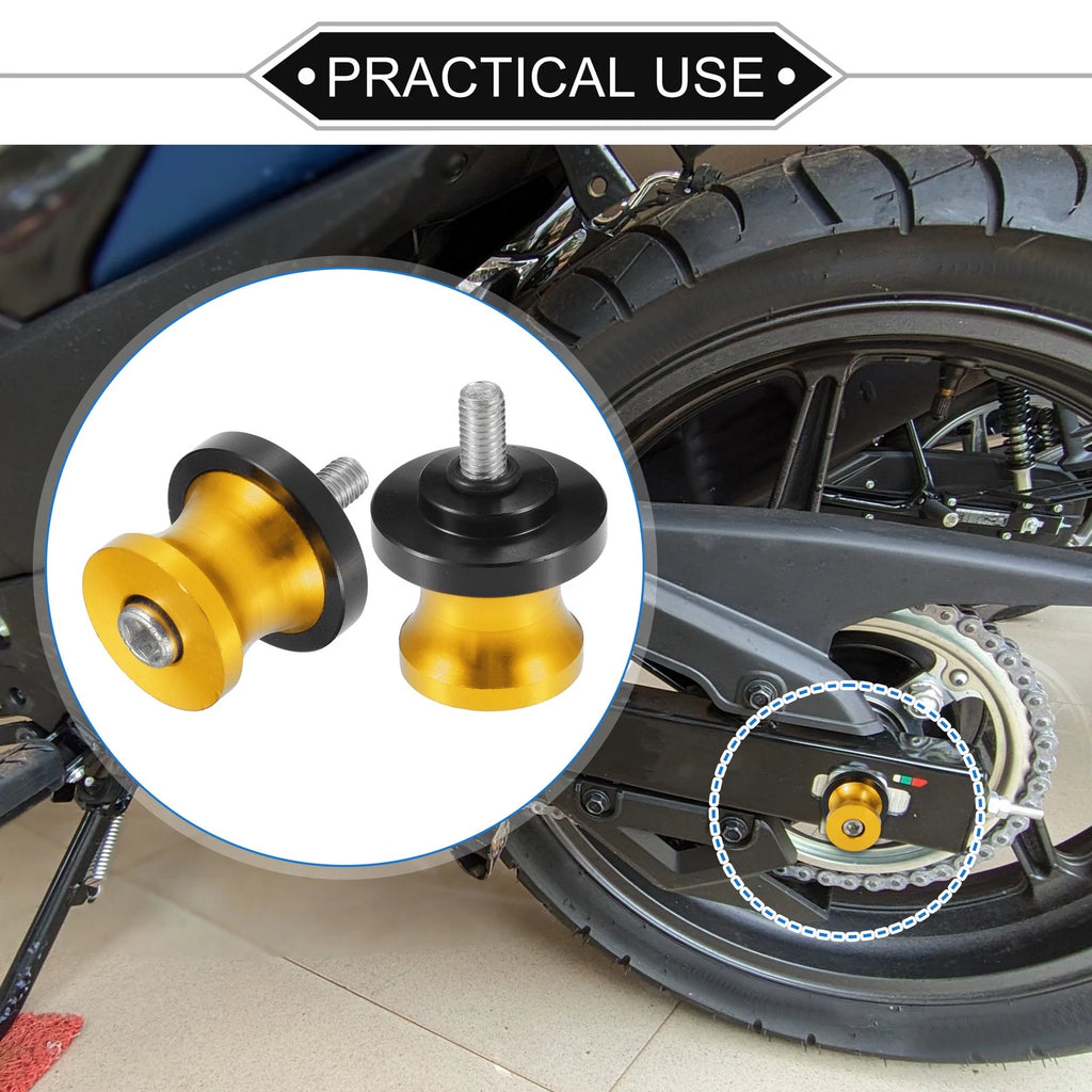 Swingarm Spools 6mm CNC Replacement Pair for Motorbike (Gold)