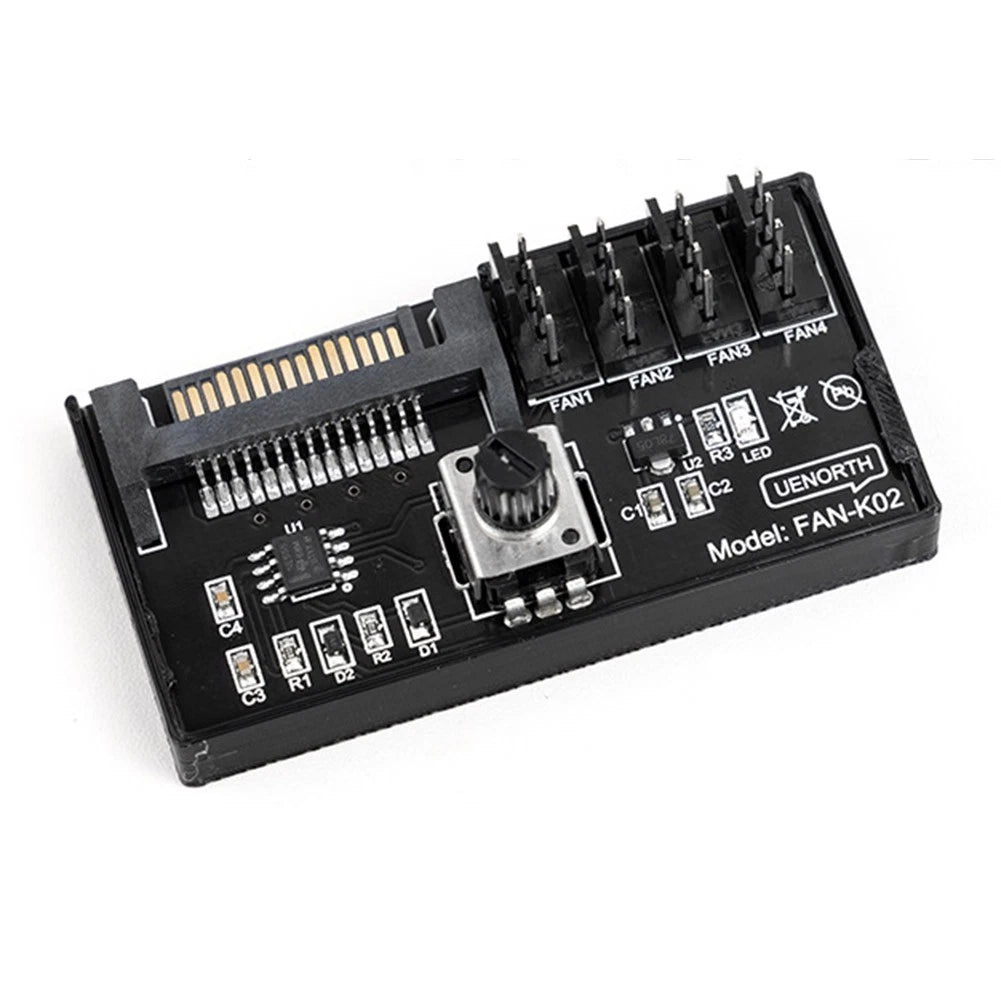 4-Way PWM Fan Speed Controller Hub for SATA Powered Server Fans
