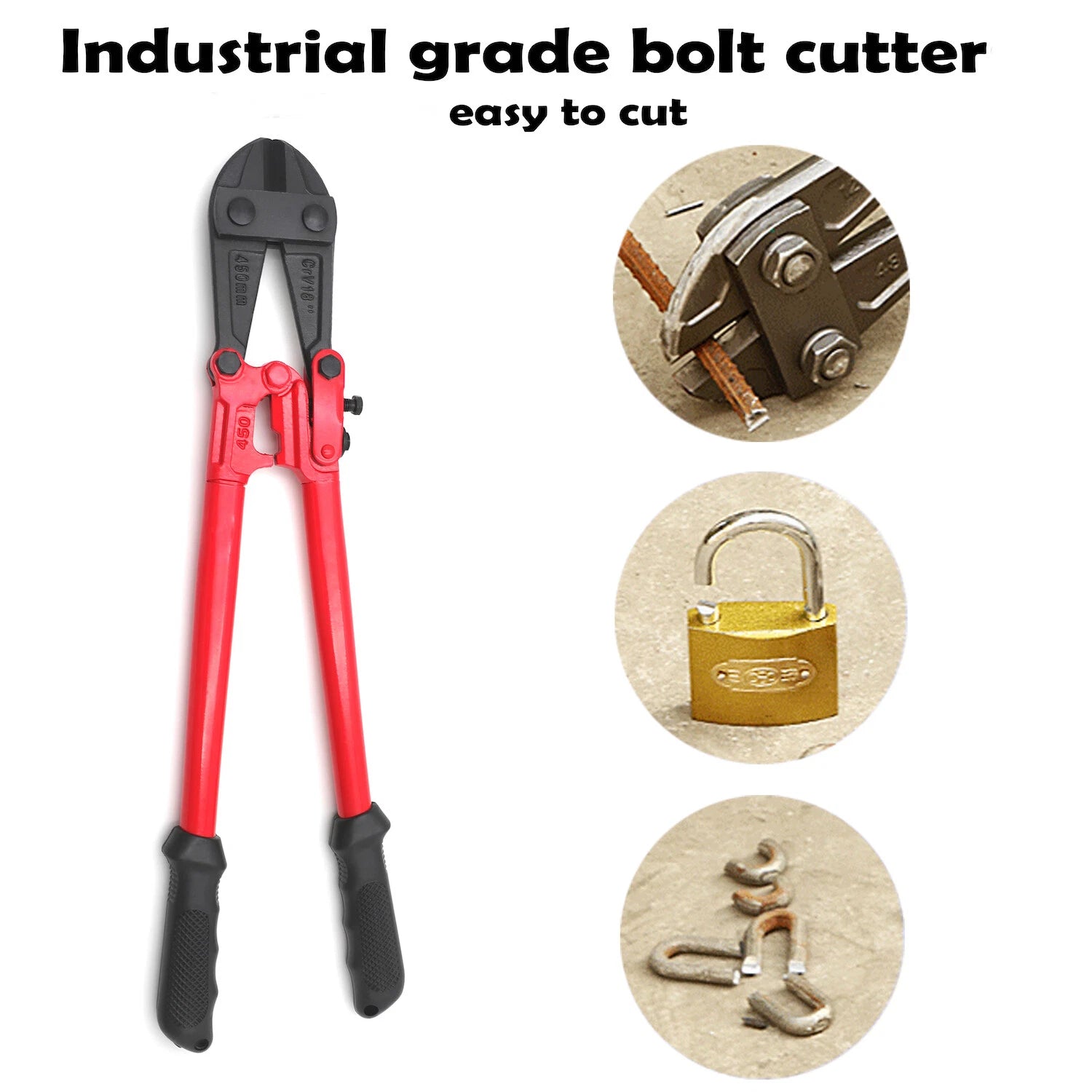 18" Bolt Cutter for Industrial Use - Steel Cable Cutting Tool