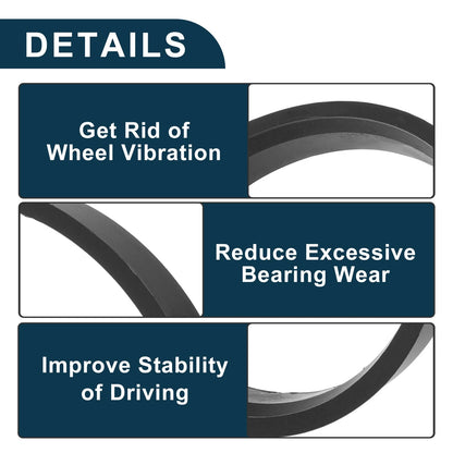 Set of 2 Wheel Hub Centric Rings for Car (OD 76.1mm ID 71.6mm) Black Polycarbonate