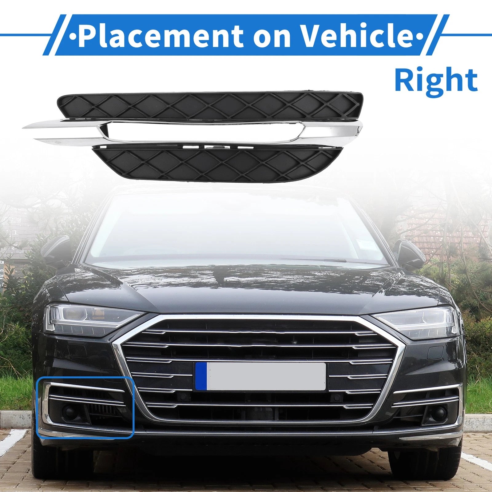Front Right Fog Light Grill Replacement for Mercedes-Benz C300 (2011–2013)