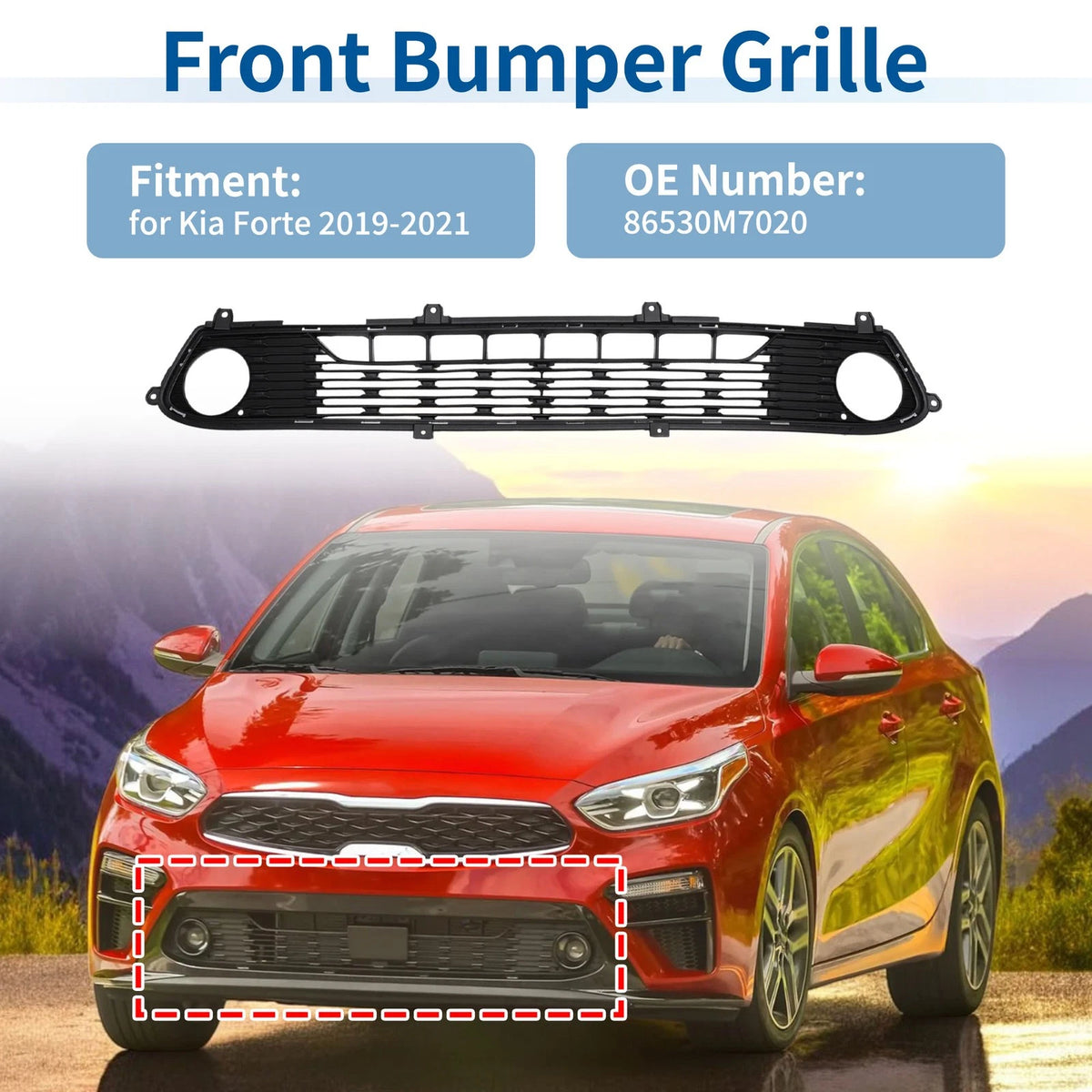 Lower Grille for Kia Forte (2019–2021) - 1 Pcs Bumper Cover Grille