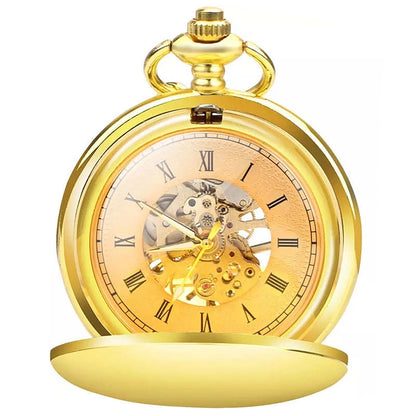 Mechanical Pocket Watch with Hook Buckle Clasp - Round Dial Shape
