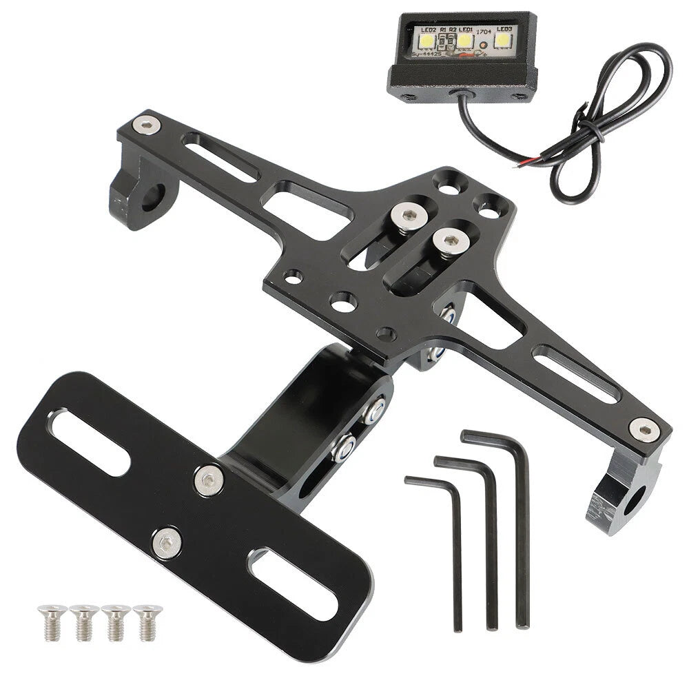 Tail License Plate Holder Bracket with LED Light for Motorcycle