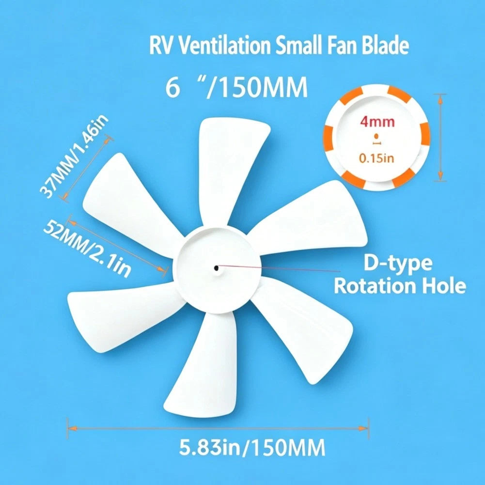 6 Inch RV Exhaust Fan Replacement for Hengs (12V D Shaft Motor)