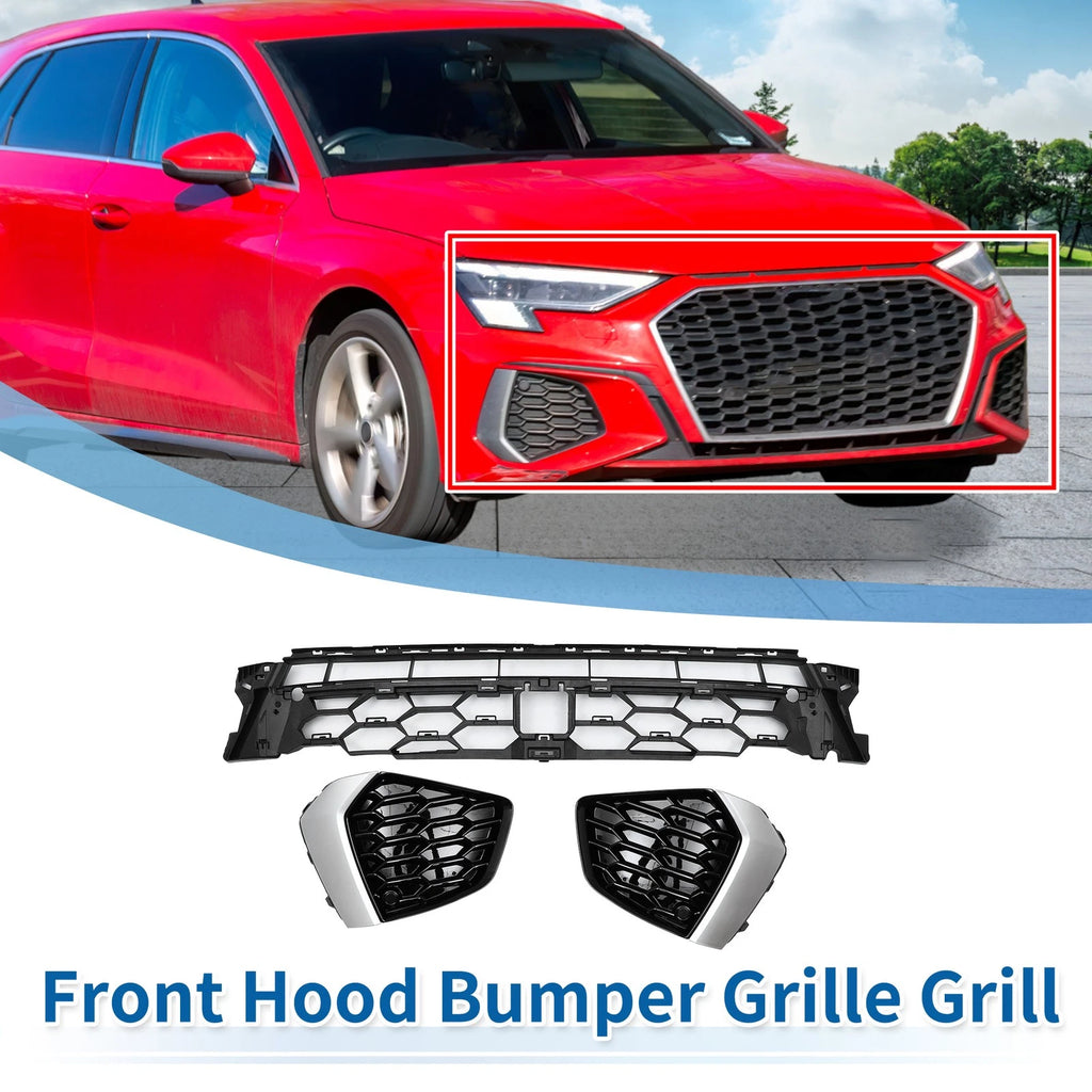 Front Lower Bumper Grille Grill Replacement for Audi A3L (2021–2024)