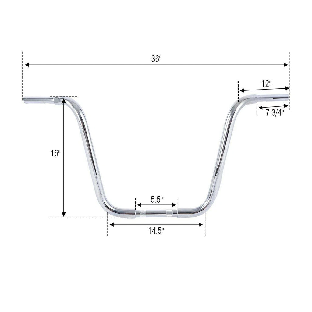 16" Rise Ape Hanger Handlebar for Harley Softail FLST FXST (Chrome)