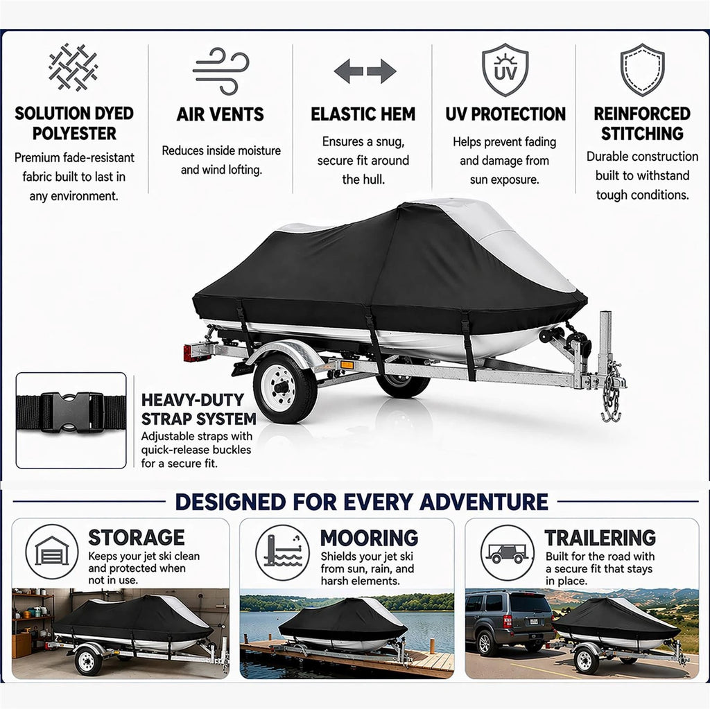 Jet Ski Cover for Sea Doo GTX (1992–1998) PWC Watercraft Black-Grey