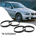 Set of 4 Hub Centering Rings 74.1 x 72.6 mm for Secure Setup