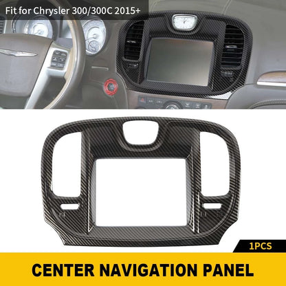 Carbon Fiber Look Central Control Navi Screen Trim for Chrysler 300 (2015–2023)