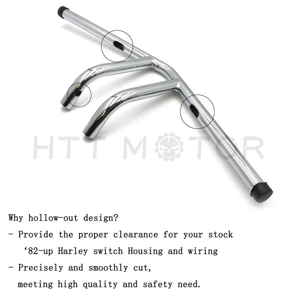 6" Rise Whiskey Handlebar for Harley Davidson (1982–Present) Width 24"