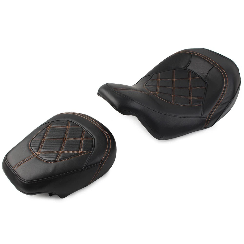 Suture Driver Passenger Seat for Harley Touring Road Glide (2009–2022) Orange