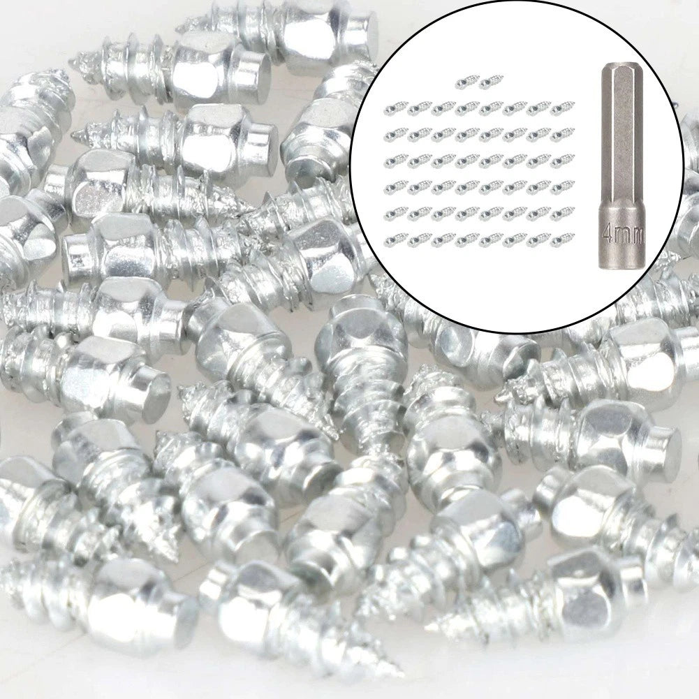 50PC Snow Spikes with Installation Tool for Tires (4x12mm, 4x9mm)