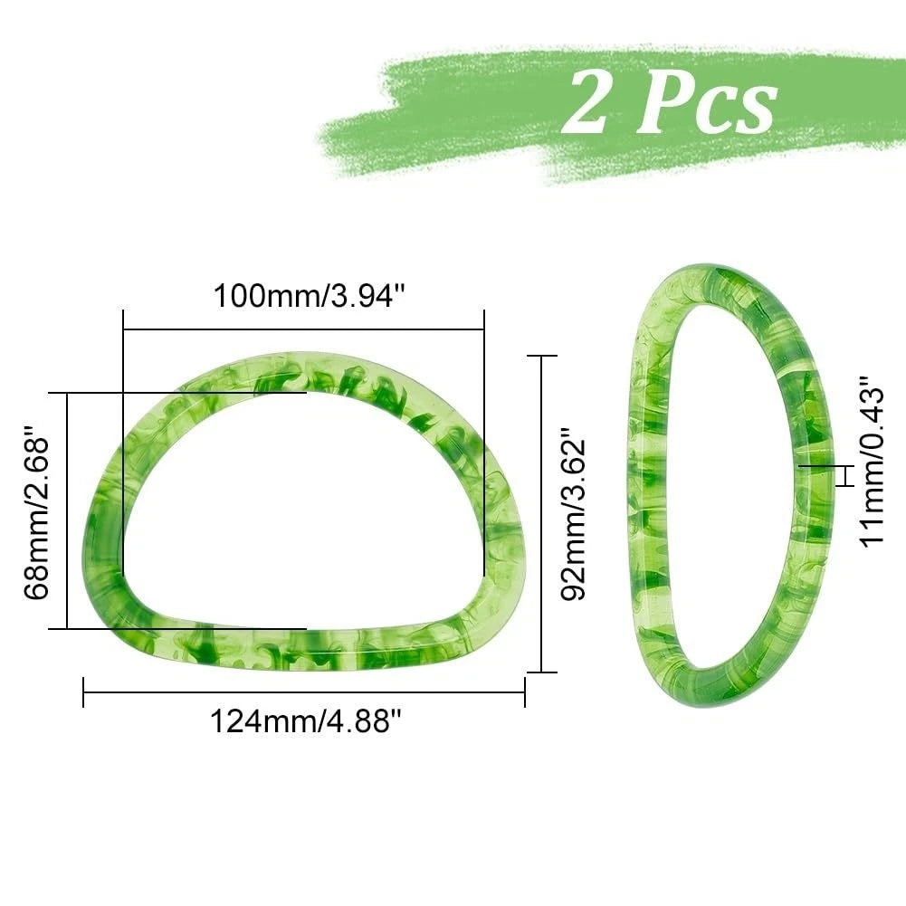 2X D Shape Plastic Handle for Wallet Handbag Purse (10cm, 6.8cm, 1.1cm)