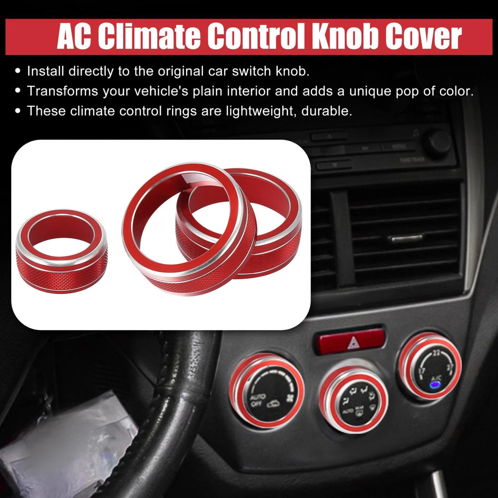 3pcs AC Climate Control Ring Knob Replacement for Subaru Forester Impreza (2014–2023)