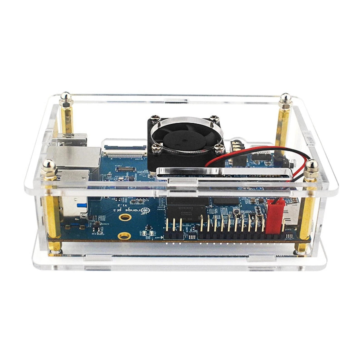 Clear Box Protective Shell Cover + Cooling Fan for Orange Pi 5 (2023)